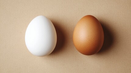 White and Brown Eggs on Neutral Background for Culinary Content