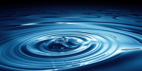 Water Drop Impact Blue Liquid Ripple Texture Background