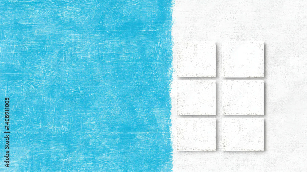 Poster abstract background with blue and white textures, empty frames for creative design projects