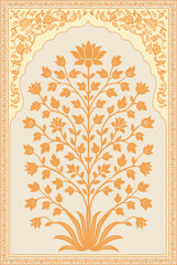 Tradition mughal motif. Mughal hand drawn flower, Mughal wall paintings. © Design 35