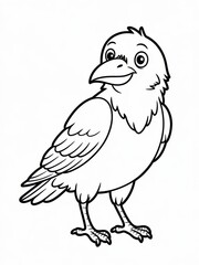 Fototapeta premium A cute cartoon crow outlined for coloring, perfect for children's activities and educational resources. Its simple design encourages creativity and fun learning.