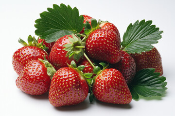Isolated freshly picked strawberries food and beverage delight nature's bounty studio setting close-up view perfect for healthy eating and refreshing drinks