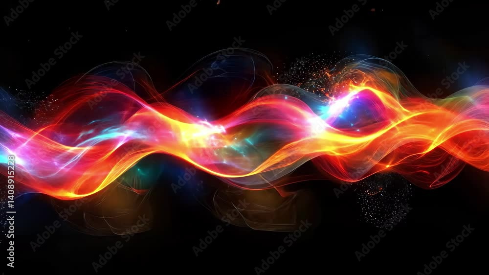Poster Vibrant abstract background with fire particles creating a dynamic visual experience, Abstract with fire particles, sparks on background alpha channel