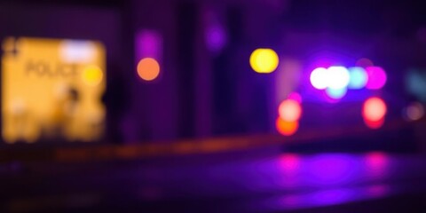 Abstract Night City Lights Blur Police Emergency Bokeh