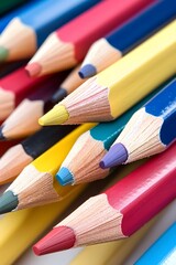 Fototapeta premium Colorful Pencils Close Up Shot Art Supplies