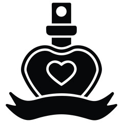 A beautifully designed perfume bottle with a heart symbol