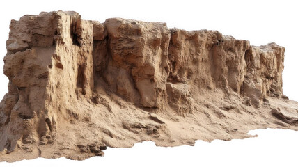 Isolated Desert Cliff with Erosion Texture Realistic Style Transparent Background