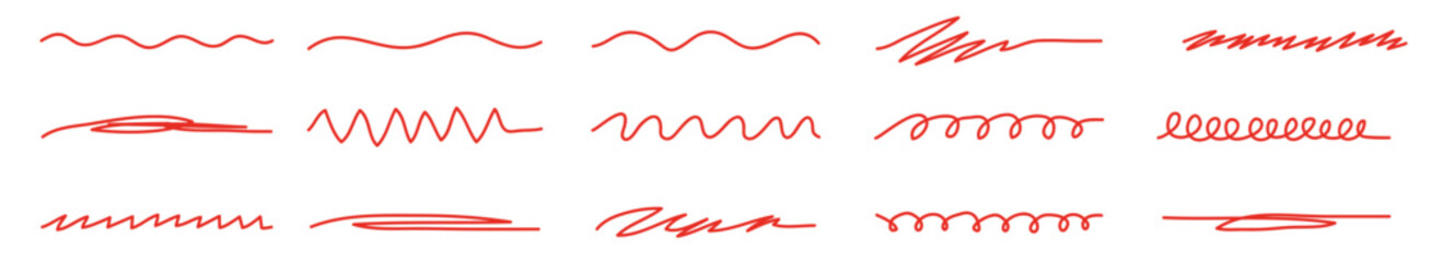 Red brush stroke underline. Marker pen highlight stroke.