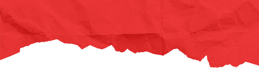 Red ripped torn paper edge border isolated on transparent background. Red Torn Paper Crumpled Illustration