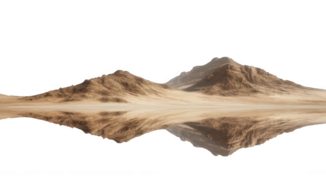 Mirage Reflection in Desert Landscape Realistic Style Transparent Background