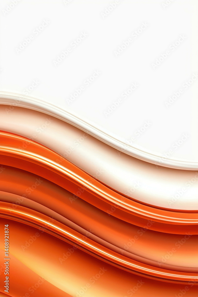 Poster smooth flowing waves in vibrant orange and soft white abstract background design