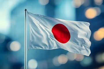 Japanese Flag Waving at Dusk