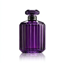 Purple perfume bottle product shot isolated on white background