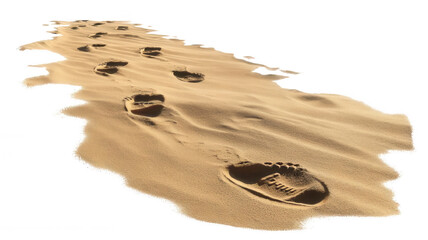 Realistic Footprints in Desert with Sand Texture Transparent Background