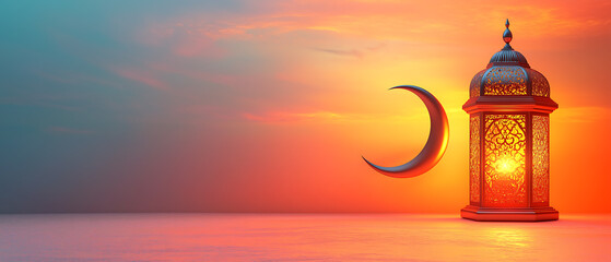 Ramadan kareem islamic crescent moon lantern background hd wallpaper