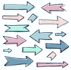 Hand-drawn Pastel Arrow and Banner Collection:  Design Elements