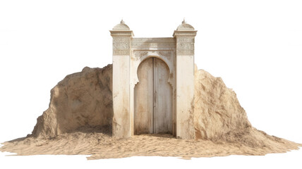 Realistic Arabic Desert Gate with Sandstone Details Transparent Background