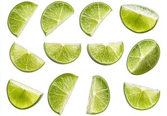 Fresh Lime Slices on White Background Ideal for Cooking and Drinks