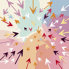 Abstract Pastel Arrow Convergence: Dynamic Flow & Direction