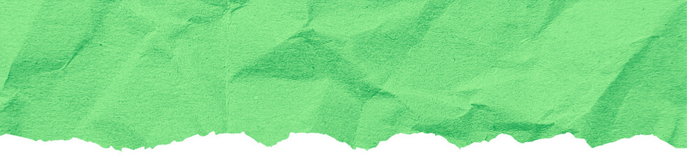 Obraz premium Green torn ripped paper edge border isolated on transparent background. Green Torn Paper Crumpled Illustration