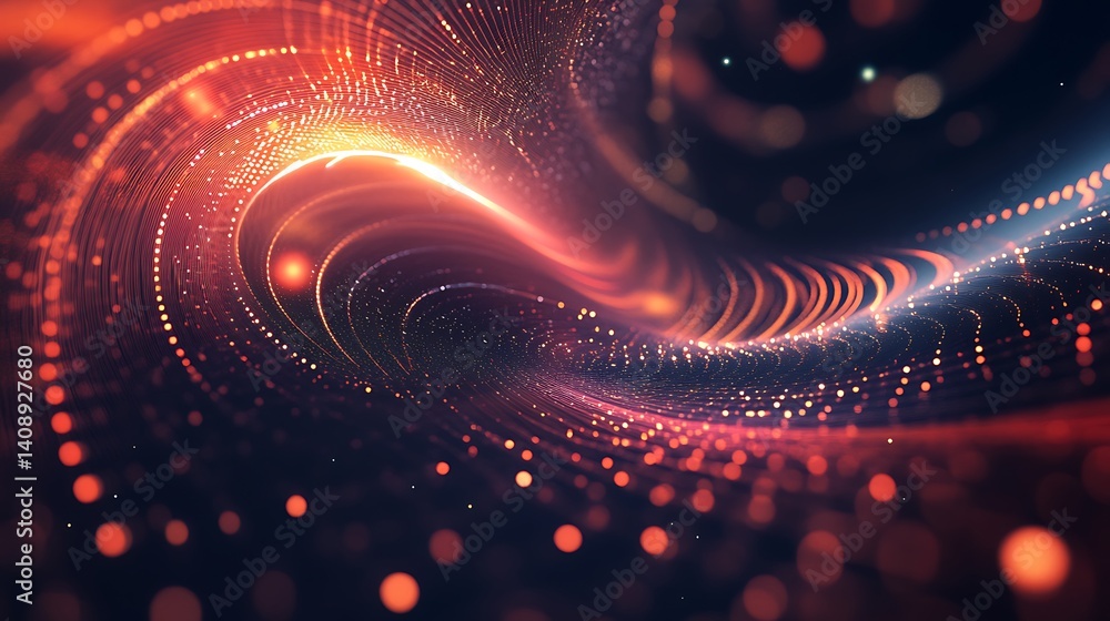Poster abstract swirl of glowing particles with dynamic movement