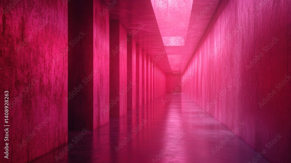 Aufkleber a long corridor, empty of anything but the consistent hue of color covering every surface
