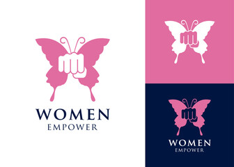 Butterfly with clenched fist logo design for women empower, consultant and equality