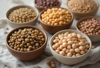 Varied Legumes: A Rustic Still Life of Assorted Beans and Peas