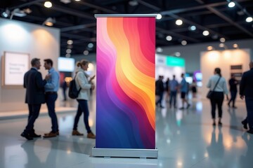 Modern silver roll up banner stand for trade shows, display, promotion, exhibition