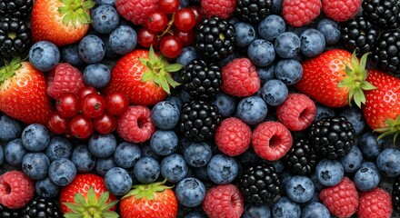 A Colorful Medley of Berries: Strawberries, Raspberries, Blueberries, and Blackberries