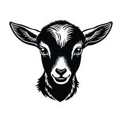 Baby goat head silhouette vector illustration 