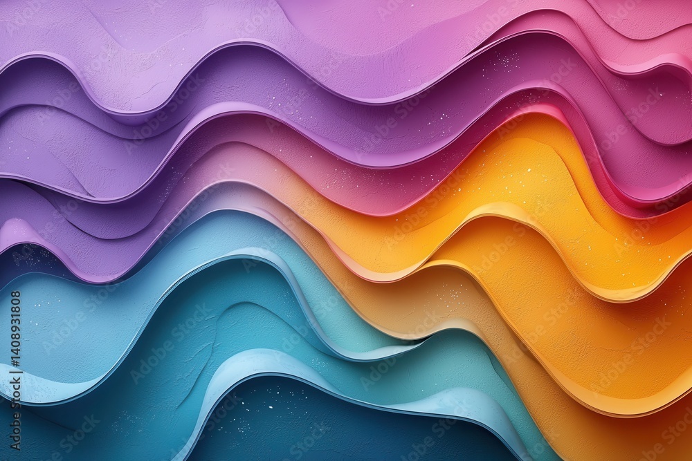Poster vibrant vibrant wavy colorful abstract art with gradient layered patterns
