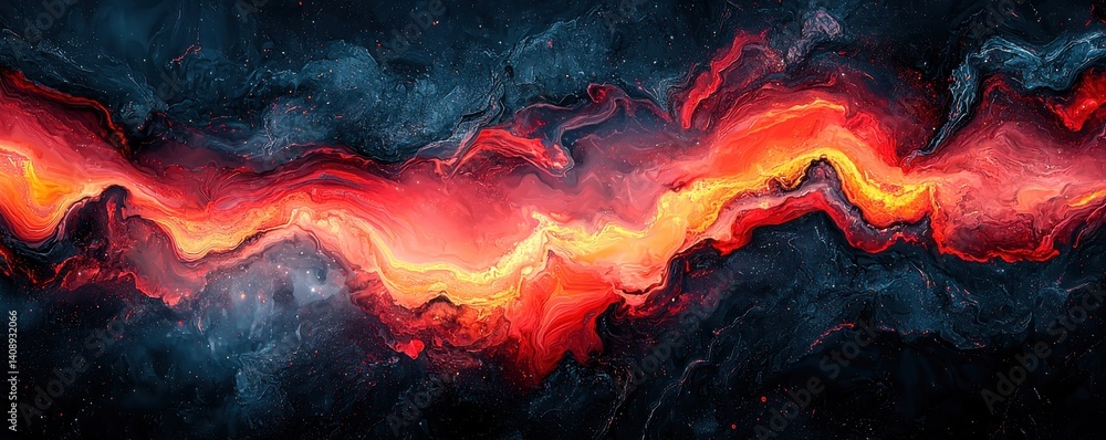Aufkleber abstract red and black marble texture with fluid dynamic patterns