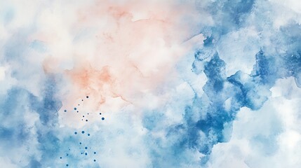Watercolor Background with Blue and Peach Abstract Painting Texture