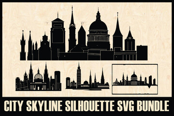 Fototapeta premium City Skyline Silhouettes Set 