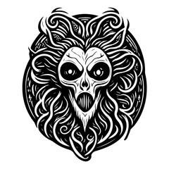 Fototapeta premium Abstract Black and White Graphic Skull Illustration