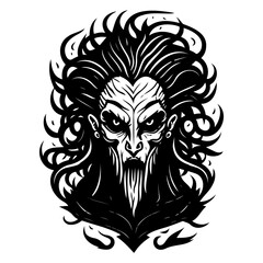 Obraz premium Monochrome vector artwork of furious sorcerer