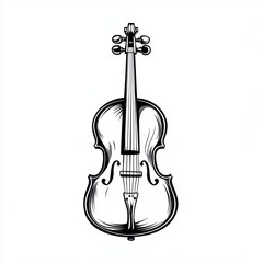 Fototapeta premium Detailed Black Line Art of Violin