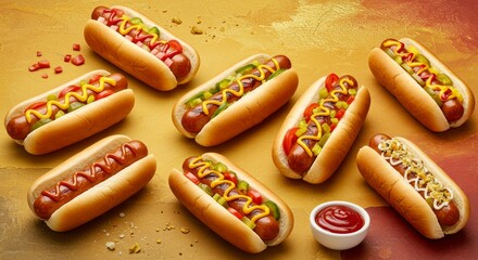A Delicious Spread of Gourmet Hot Dogs