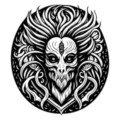 Illustrative Creature, Intricate, Black and White