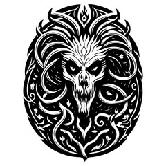 Spooky Skull with Botanical Ornamental Frame