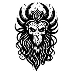 Dark Entity with Horns Vector Illustration