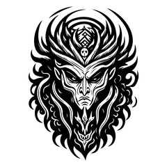 Fototapeta premium Enigmatic Tribal Creature Illustration in Black