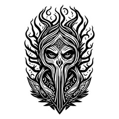 Monochromatic Mystical Entity Abstract Illustration