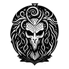 Monochrome Spirit Illustration on White Canvas