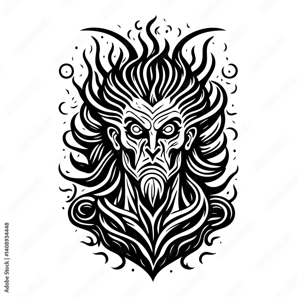 Poster Monochrome Demonic Figure with Angular Features