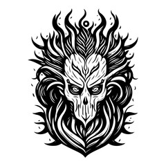 Illustrative Skull Figure with Haunting Dark Theme