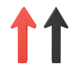 Red and black arrows pointing upwards isolated on transparent background