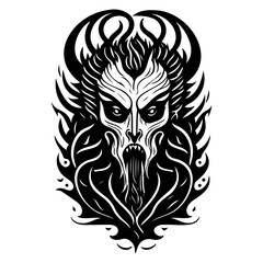 Obraz premium Monochrome Fiend Illustration, Intense and Sinister