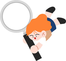 돋보기를 들고있는 여학생